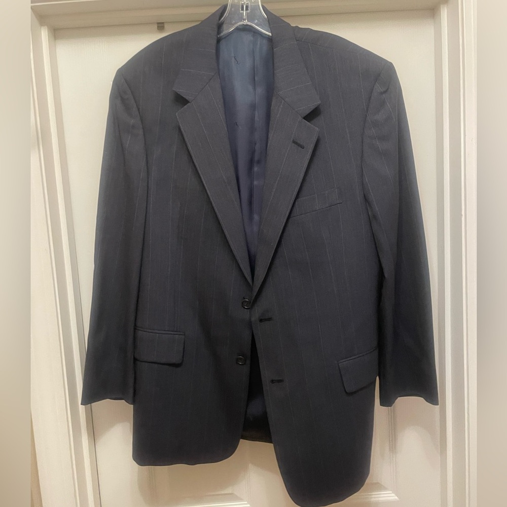 Yves Saint Laurent Men's Dark Navy Pinstripe Suit Jacket
